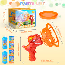 Load image into Gallery viewer, Dinosaur Portable Automatic Bubble Maker Colourful Big Bubble Summer Indoor Outdoor Toys for Kids
