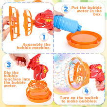 Load image into Gallery viewer, Dinosaur Portable Automatic Bubble Maker Colourful Big Bubble Summer Indoor Outdoor Toys for Kids
