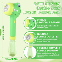Load image into Gallery viewer, Green Crocodile Bubble Machine Portable Bubble Maker Toy Gift with Light & Music
