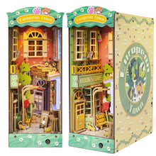Load image into Gallery viewer, DIY Book Nook Kit DIY Dollhouse Booknook Bookshelf Insert Decor Alley Book Nook Wood Bookend Model Building (Stree & Cat Modle)