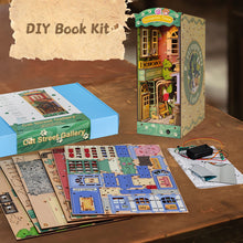Load image into Gallery viewer, DIY Book Nook Kit DIY Dollhouse Booknook Bookshelf Insert Decor Alley Book Nook Wood Bookend Model Building (Stree & Cat Modle)