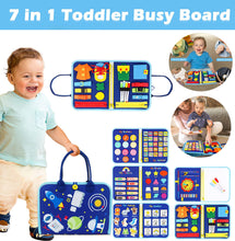 Load image into Gallery viewer, Busy Board Sensory Montessori Toys 10 Pages Quiet Book for Kids Preschool Learning Activities w/ Life Skills Alphabet Number Shape Weather
