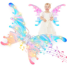 Load image into Gallery viewer, Glowing Butterfly Wings Fairy Costume Angel Wings for Girls Fun Play Fancy Dress-up for Kids Halloween Cosplay Christmas Birthdays
