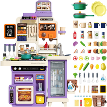 Load image into Gallery viewer, Kitchen Playset Toy with Realistic Lights & Sounds, Kids Pretend Kitchen Role Play Set with Fridge, Oven & Coffee Maker,Toy Kitchen with Water Sink & Ice Maker,Role Play Kitchen for Toddlers & Kids