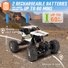 Load image into Gallery viewer, Remote Control Car Metal Die-Cast Shell RC Rock Crawler w/ 60 Mins Play Time 2.4Ghz 4WD Dual Motors Off Road All Terrain Monster Truck Toy