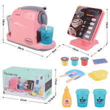 Load image into Gallery viewer, Coffee Shop Set with Coffee Maker Toy Menus Cash Register Toy Play Food Gift for Toddlers Boys Girls Aged 3+