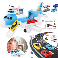 Load image into Gallery viewer, Transport Cargo DIY Plane Car Toy Play Set with Ramp and 4 Mini Car, 1 Helicopter Included - Fun Educational Toy for Kids
