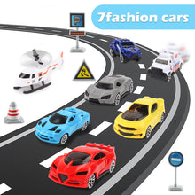 Load image into Gallery viewer, Transport Cargo DIY Plane Car Toy Play Set with Ramp and 4 Mini Car, 1 Helicopter Included - Fun Educational Toy for Kids