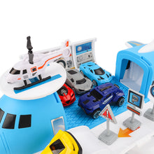 Load image into Gallery viewer, Transport Cargo DIY Plane Car Toy Play Set with Ramp and 4 Mini Car, 1 Helicopter Included - Fun Educational Toy for Kids