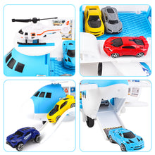 Load image into Gallery viewer, Transport Cargo DIY Plane Car Toy Play Set with Ramp and 4 Mini Car, 1 Helicopter Included - Fun Educational Toy for Kids