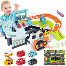 Load image into Gallery viewer, Car Garage Tracks Simulation Steering Wheel Toy Set Vehicle Playsets with Musical Puzzle Car Tracks Gifts for Child