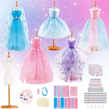 Load image into Gallery viewer, Fashion Designer Kit for Kids, Arts and Crafts Sewing Kits for Girls, Princess Fashion Design Doll Clothes Outfits Hand Made Set for Kids