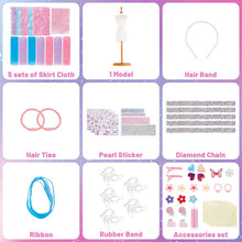 Load image into Gallery viewer, Fashion Designer Kit for Kids, Arts and Crafts Sewing Kits for Girls, Princess Fashion Design Doll Clothes Outfits Hand Made Set for Kids