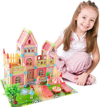 Load image into Gallery viewer, Kids Dollhouse DIY Building Block House Pretend Play Castle Dolls House Playset with Map & Dolls Accessories, Princess Dream House