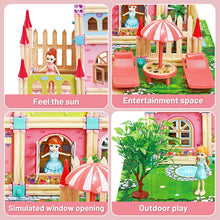 Load image into Gallery viewer, Kids Dollhouse DIY Building Block House Pretend Play Castle Dolls House Playset with Map & Dolls Accessories, Princess Dream House