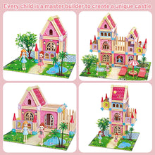 Load image into Gallery viewer, Kids Dollhouse DIY Building Block House Pretend Play Castle Dolls House Playset with Map & Dolls Accessories, Princess Dream House