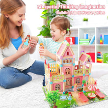 Load image into Gallery viewer, Kids Dollhouse DIY Building Block House Pretend Play Castle Dolls House Playset with Map & Dolls Accessories, Princess Dream House