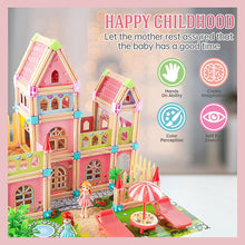 Load image into Gallery viewer, Kids Dollhouse DIY Building Block House Pretend Play Castle Dolls House Playset with Map & Dolls Accessories, Princess Dream House