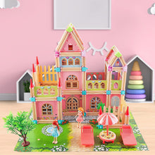Load image into Gallery viewer, Kids Dollhouse DIY Building Block House Pretend Play Castle Dolls House Playset with Map & Dolls Accessories, Princess Dream House