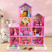 Load image into Gallery viewer, Princess My first Dolls House Kids Pink Grand Four Story Castle Dolls House Playset With Furniture Outdoor Space Open Sided For Girls