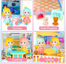 Load image into Gallery viewer, Portable Princess Doll House Playset Dream House Pretend Doll House with Accessories Great Gift for Girls for Birthday Christmas
