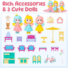 Load image into Gallery viewer, Portable Princess Doll House Playset Dream House Pretend Doll House with Accessories Great Gift for Girls for Birthday Christmas