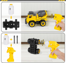 Load image into Gallery viewer, 4 Toy Cars Take Apart Construction Truck Toy with Drill and Remote Control Play Vehicle Toy Tractors Set for Toddlers
