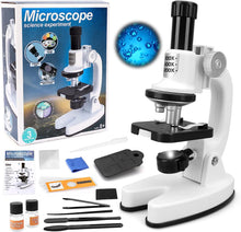 Load image into Gallery viewer, Kids Microscope, Portable Microscope Kit with LED Light and Mobile Phone Holder, Kids Beginner Educational Science Kit Toy for Kids Gift
