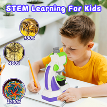 Load image into Gallery viewer, Kids Microscope 100x 400x 1200x Portable Microscope Kit with LED Light and Slide Beginner Educational Science Kit Study Educational Toys