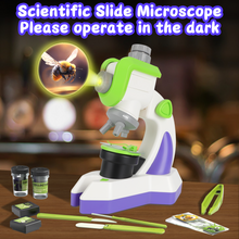 Load image into Gallery viewer, Kids Microscope 100x 400x 1200x Portable Microscope Kit with LED Light and Slide Beginner Educational Science Kit Study Educational Toys