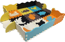 Load image into Gallery viewer, 25 Pieces EVA Foam Portable Foldable Safe Multiuse Soft Animal Play Mat with Boarders Educational Play Set