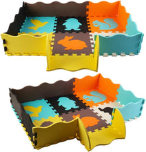 Load image into Gallery viewer, 25 Pieces EVA Foam Portable Foldable Safe Multiuse Soft Animal Play Mat with Boarders Educational Play Set