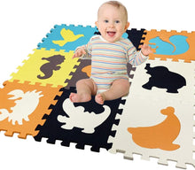Load image into Gallery viewer, 25 Pieces EVA Foam Portable Foldable Safe Multiuse Soft Animal Play Mat with Boarders Educational Play Set