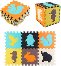 Load image into Gallery viewer, 25 Pieces EVA Foam Portable Foldable Safe Multiuse Soft Animal Play Mat with Boarders Educational Play Set
