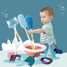 Load image into Gallery viewer, Household Cleaning Play Set with Broom, Bucket, Soap, Bin, Wet Floor Sign, Dustpan, Brush and Much More Included ¨C Great Fun for Kids