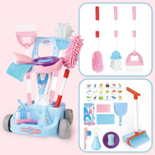 Load image into Gallery viewer, 14 PCS Kids Housekeeping Cleaning Pretend Play Set House Cleaning Tools Toys Kids Broom and Mop Set for Ages 3+