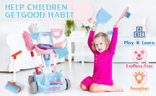 Load image into Gallery viewer, 14 PCS Kids Housekeeping Cleaning Pretend Play Set House Cleaning Tools Toys Kids Broom and Mop Set for Ages 3+
