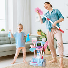 Load image into Gallery viewer, 14 PCS Kids Housekeeping Cleaning Pretend Play Set House Cleaning Tools Toys Kids Broom and Mop Set for Ages 3+