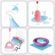 Load image into Gallery viewer, 14 PCS Kids Housekeeping Cleaning Pretend Play Set House Cleaning Tools Toys Kids Broom and Mop Set for Ages 3+