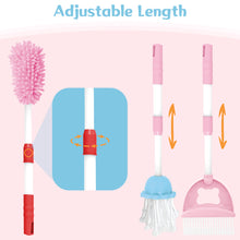 Load image into Gallery viewer, 14 PCS Kids Housekeeping Cleaning Pretend Play Set House Cleaning Tools Toys Kids Broom and Mop Set for Ages 3+