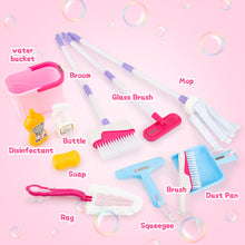 Load image into Gallery viewer, Household Cleaning Pretend Play Toy with Stand&Accessories Included 12 Pcs Toddlers Housekeeping Pretend Play Children Kit