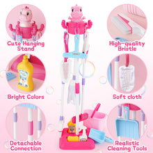 Load image into Gallery viewer, Household Cleaning Pretend Play Toy with Stand&Accessories Included 12 Pcs Toddlers Housekeeping Pretend Play Children Kit