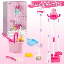 Load image into Gallery viewer, Household Cleaning Pretend Play Toy with Stand&Accessories Included 12 Pcs Toddlers Housekeeping Pretend Play Children Kit