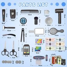 Load image into Gallery viewer, 37 PCS Stylist Hairdresser Hairdresser Role Play Set Hairdressing Set with Hair Dryer Electric Hair Clippers Razors Accessories Toys for Kids