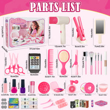 Load image into Gallery viewer, 50Pcs Kids Makeup Set Girls Styling Beauty Fashion Kit Pretend Hairdressing Salon Toy Set Makeup Accessories Playset For Children