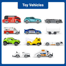 Load image into Gallery viewer, Interactive Aircraft Play Set for Kids with Big Battle Map Trucks aircraft tower and you get 2 airliners, 1 helicopter, aircraft trailer, aircraft lift, luggage truck, sports car, police car, ambulance and fire truck Military Toys for 3+