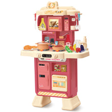 Load image into Gallery viewer, Kids Kitchen Toy Set with Light & Analog Sound Toy Large Cooking Toy with Realistic Oven Microwave Press Water Faucet Kitchenware Red