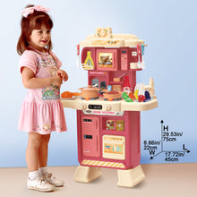 Load image into Gallery viewer, Kids Kitchen Toy Set with Light & Analog Sound Toy Large Cooking Toy with Realistic Oven Microwave Press Water Faucet Kitchenware Red