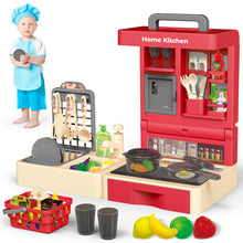Load image into Gallery viewer, 48 PCS Kitchen Playset Toy for Kids Food and Cooking Game for Toddlers Kitchen Accessories Role Play Toy for Girls Boys 3+