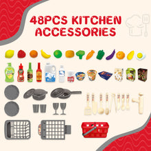 Load image into Gallery viewer, 48 PCS Kitchen Playset Toy for Kids Food and Cooking Game for Toddlers Kitchen Accessories Role Play Toy for Girls Boys 3+